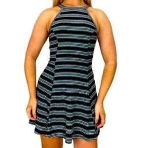 Hollister XS High Neck Halter Ribbed Striped Knit Dress